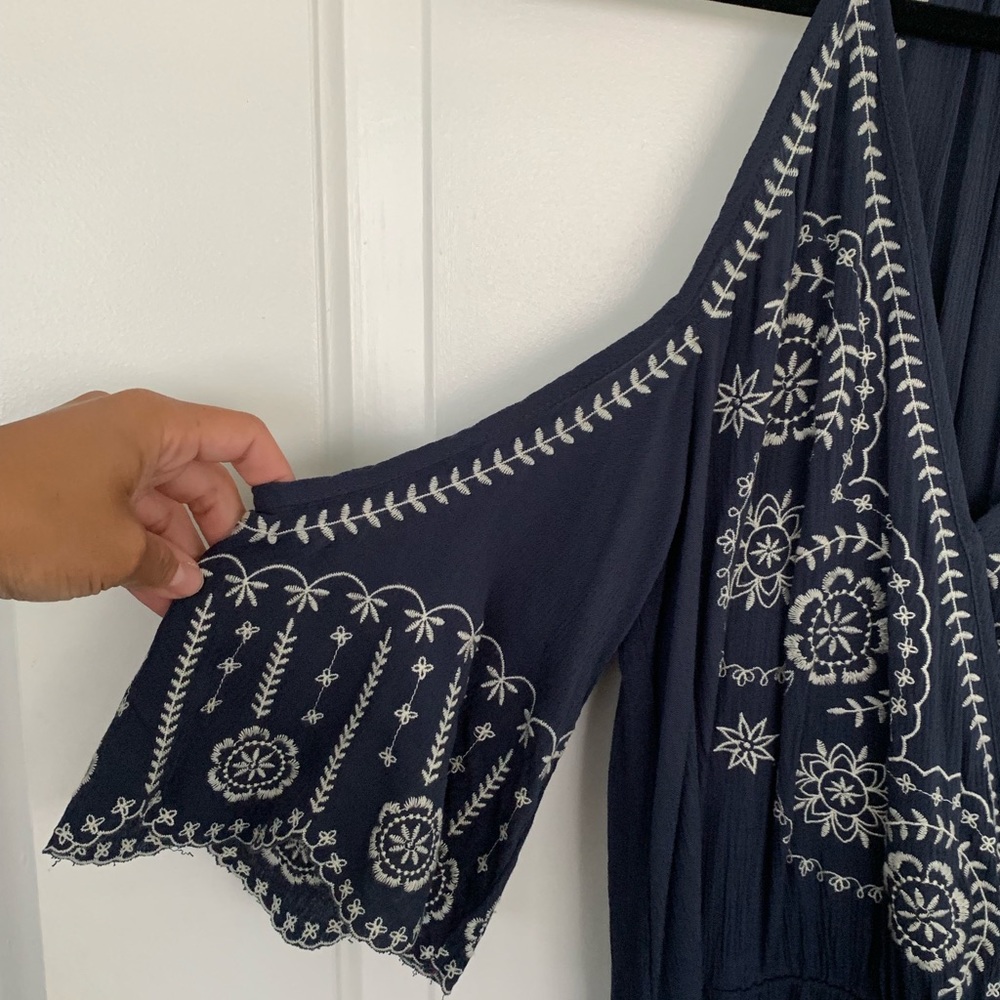 xhilaration dress- navy. Embroidered front.